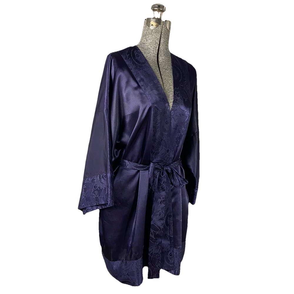 VTG 90s Victoria's Secret Gold Label Short Silky Robe Belt Purple Women's O/S